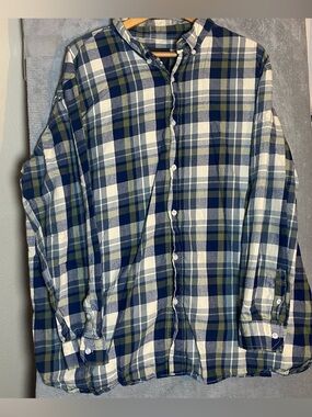 Winston Flannel Long Sleeve cotton navy green shirt size 2XL